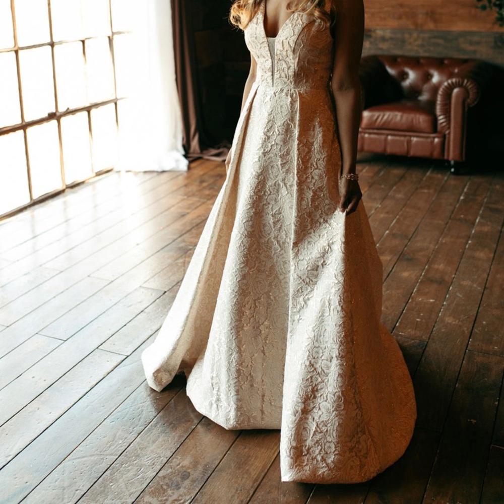 Ivory and Gold Evening Gown / Prom Dress